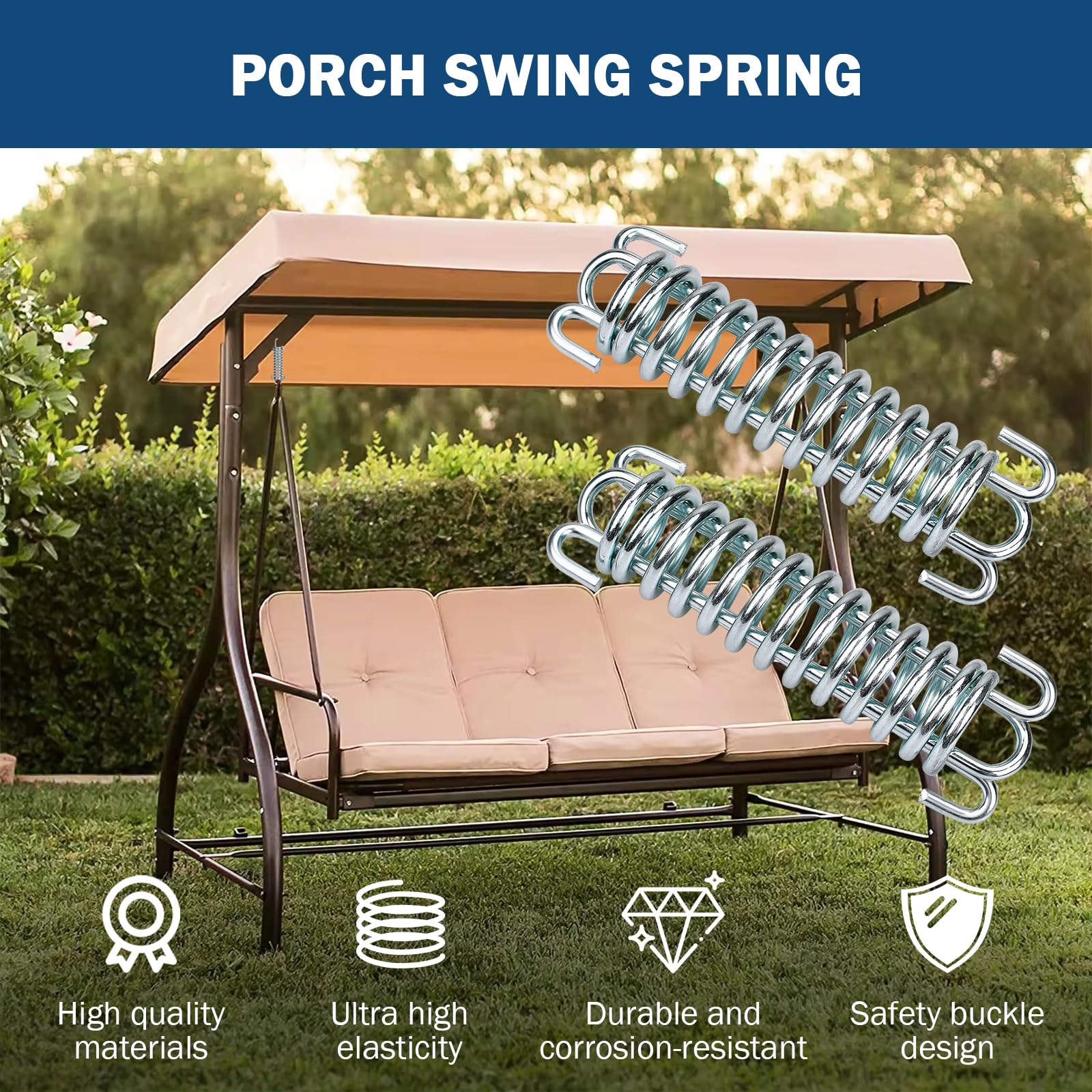 Porch Swing Springs for Hammock Chair, Heavy Duty, 300 LBS, Outdoor & Indoor (2 Pack)