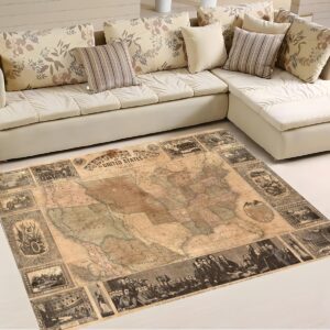 durags retro nostalgic world map nautical chart area rugs 4x6ft/48x72in/120x180cm, large area rugs for living room, indoor, outdoor area rug for welcome door mat, front porch,kitchen,bathroom