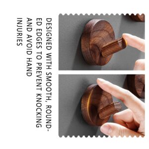 JATYP Adhesive Wooden Coat Hooks Wall Hooks 4 Pack, Seamless Heavy Duty Hooks,Wall Hangers for Hanging Coat Hat Cap Bag Clothes Towels Hanger (Walnut Wood)