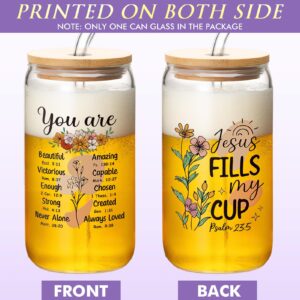 Christian Gifts for Women Faith, Inspirational Gifts Religious Gifts for Women, Catholic Spiritual Gifts Birthday Christmas Gifts for Women Mom Sister Best Friends Wife Coworkers w/ 16Oz Can Glass Cup