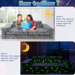 LFCREATOR Kids Play Couch, Modular Toddler Glow Sofa for Playroom Bedroom，Imaginative Convertible Play Couch for Boys Girls.Gift for Kids.Spaceman