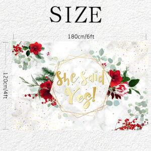 She Said Yes Backdrop, Floral Bridal Shower Bachelorette Party Photography Background Wall Banner, Bride to Be Engagement Just Engaged Party Decorations Supplies, 6x4ft