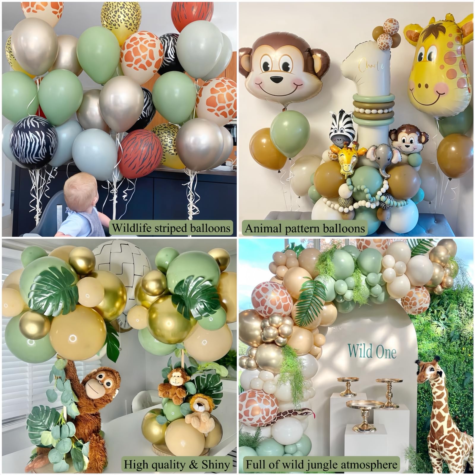 Daidle Wild One Birthday Decorations, 1st Birthday Decorations for Boy or Girl, First Birthday Decorations, 1st Birthday Photo Banner, Balloon Box, Jungle Theme Safari Birthday Decorations Boys Girls