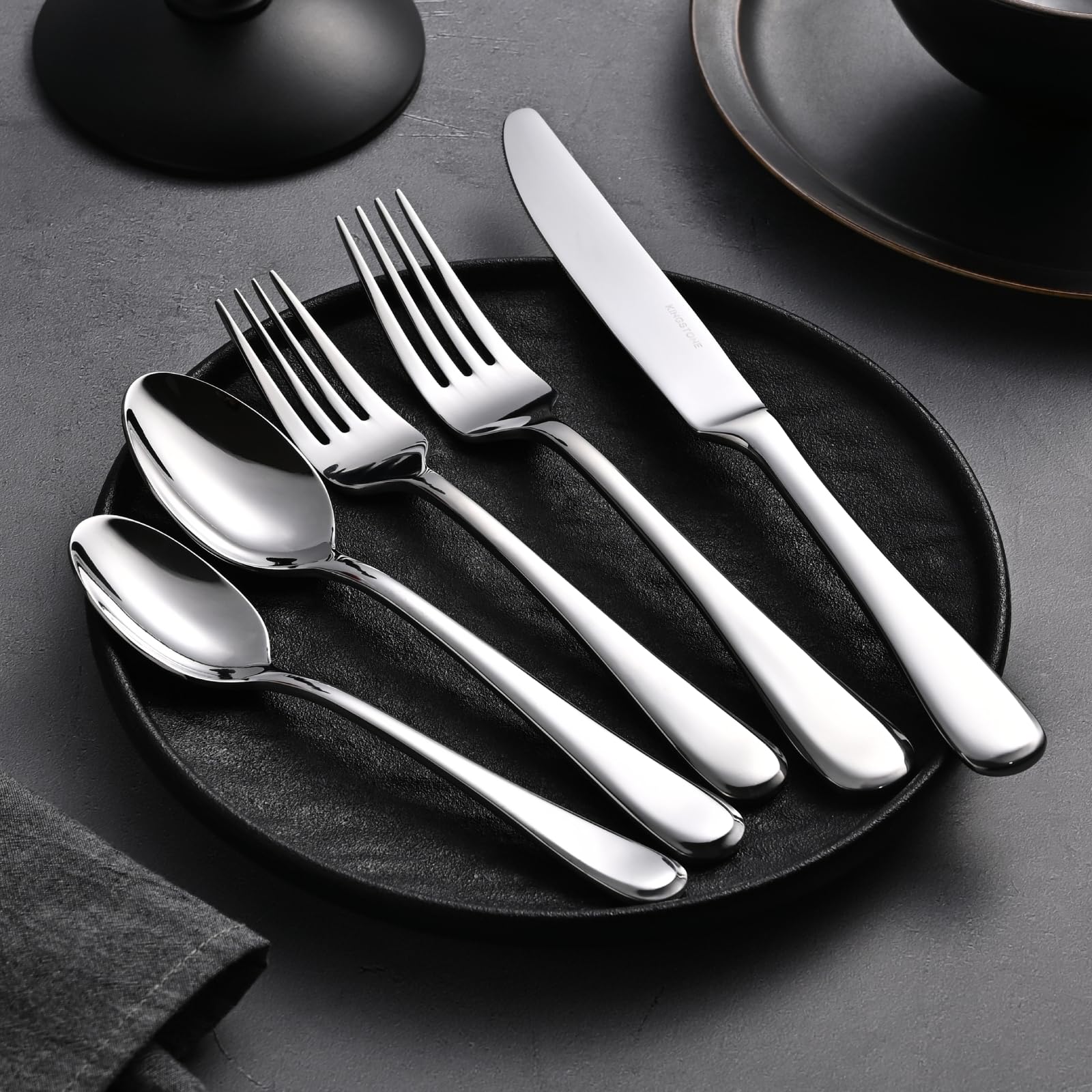 KINGSTONE 30 Pieces Silverware Set for 6, Premium Stainless Steel Flatware Set, Heavy Duty and Modern Design Cutlery Set, Mirror Polished, Dishwasher Safe