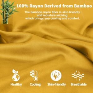 Homiest 100% Viscose Derived from Bamboo Fabric by The Yard, 98 Inch Wide Mustard Yellow Fabric Soft & Cooling Cloth Fabric, Silky Lining Fabric for Dress, Clothing Making, DIY Crafts (1 Yard)