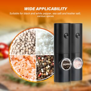 Electric Salt and Pepper Grinder Set (2 Pack), One Hand Adjustable Coarseness, Battery Powered with Stand, Seasoning Tools for Kitchen BBQ