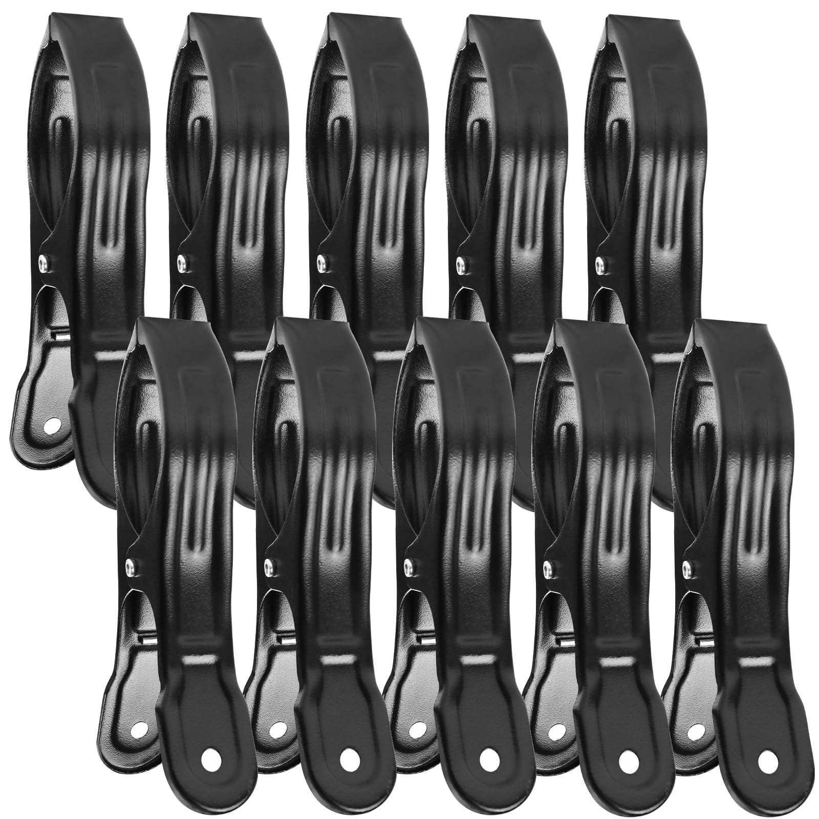 Metal Pool Cover Towel Clips, 10 Pack Large Beach Chair Clips for Towel Cruise, Windproof Heavy Duty Metal Clamps Holders Clothespins for Lounge Chairs Pool Covers Clips Black