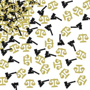 shuanq 120pcs balance & gavel confetti - congrats law grad party sign - lawyer grduation party table decoration scatters for diy crafts