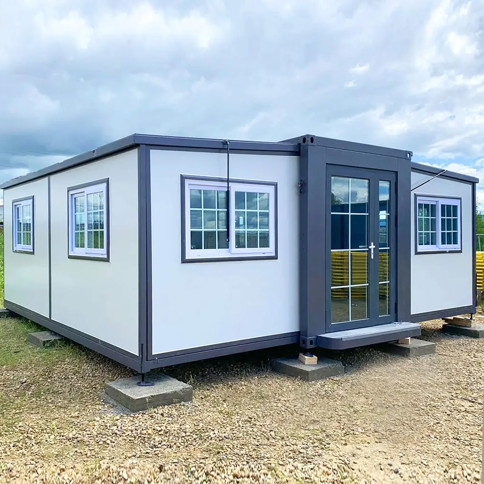 Portable Prefabricated Tiny Home 13x20ft, Mobile Expandable Plastic Prefab House for Hotel, Booth, Office, Guard House, Shop, Villa, Warehouse, Workshop (with Restroom) for Families & Remote Workers