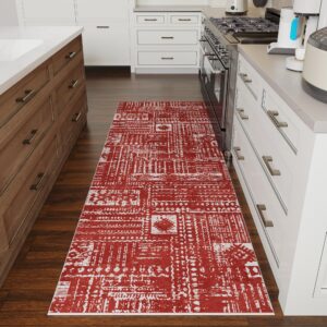 rugcomf runner rug for hallways kitchen runner rug non slip 2'x 6' washable runner rugs with rubber backing soft carpet for hallways, kitchen, laundry, bedroom, bathroom(terracotta)