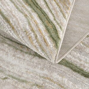 BoutiqueRugs Liverpool Modern Abstract Area Rug - Contemporary Marble Print Rug for Living Room - Cream, Green, Sage - 6'7" x 9' (6x9 Area Rug)