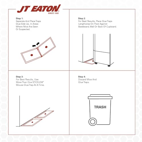 JT Eaton 154 Stick-Em Mini Mighty Glue Boards - Heavy Duty, No-Mess, Child & Pet Safe, 2-Pack