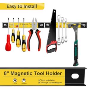 8” Magnetic Tool Holder with Screws, 4 Pack Magnetic Strips Heavy Duty Tool Magnet Bar, Storage Organizer Magnetic Rail Magnetic Tool Bar for Garage Wall Workbench Screwdriver