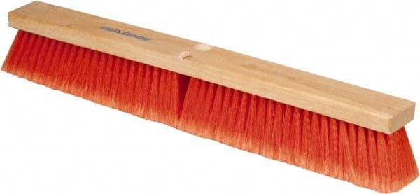 PRO SOURCE Safety Orange Push Broom Head with Threaded Wood Block: 24" Wide