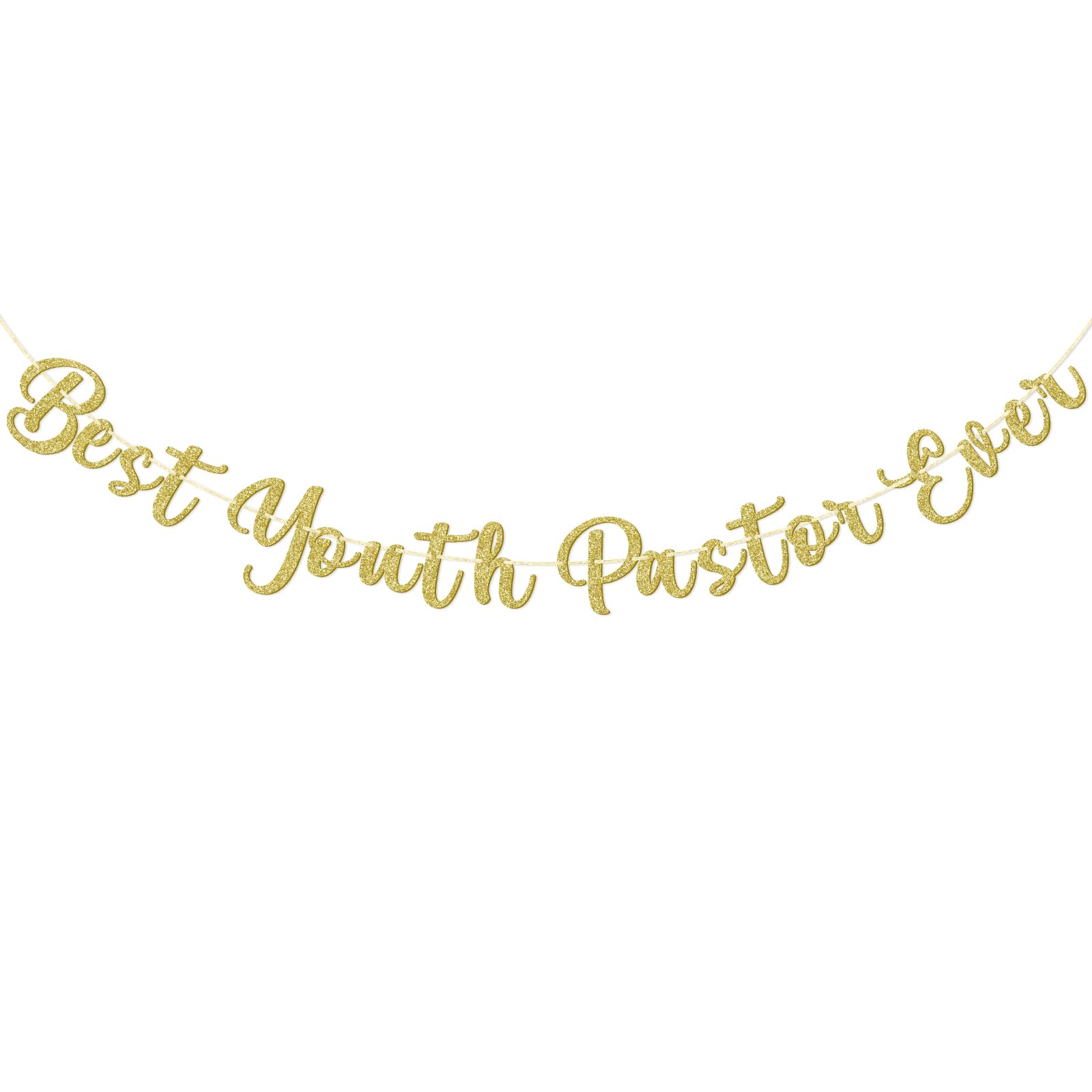 SparkDot Best Youth Pastor Ever Banner, Funny Decor for Youth Pastor, Pre-strung Pastor Appreciation Decorations, Youth Ministry Leader, Youth Minister, Church Leader, Gold Glitter