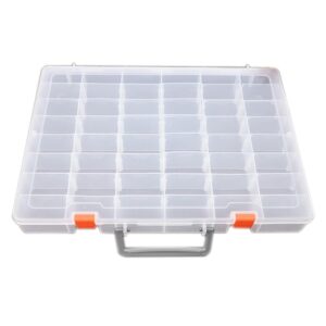 48 Grids Clear Plastic Organizer Box with Removable Dividers Jewelry Storage Box Adjustable Compartment Plastic Arts Crafts Box Large Bead Storage Container for Crafts Beads Jewelry Earrings (Clear)