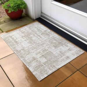 Addison Rugs Chantille ACN895 Taupe 1'8" x 2'6" Indoor/Outdoor, Machine Washable, Easy Clean, Non Shedding, Bedroom, Living Room, Dining Room, Kitchen, Patio Rug