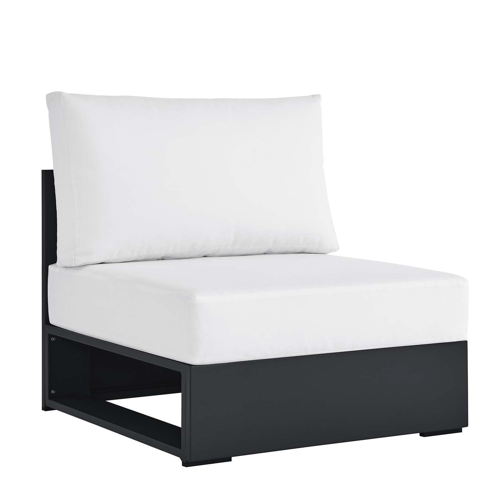 Modway Tahoe Aluminum Armless Patio Gray White Modular Weather-Resistant Cushions-Perfect as Club Outdoor Lounge Chair