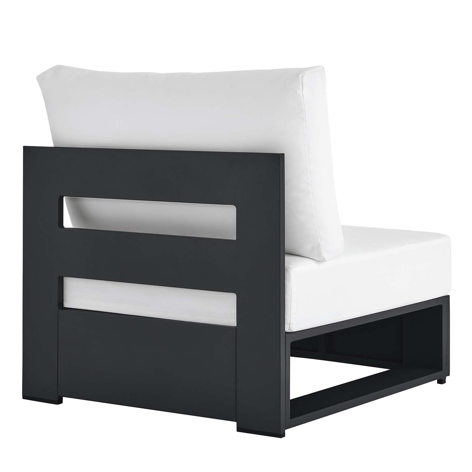 Modway Tahoe Aluminum Armless Patio Gray White Modular Weather-Resistant Cushions-Perfect as Club Outdoor Lounge Chair