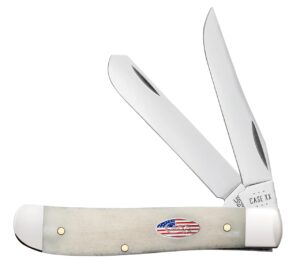 case xx knives mini trapper stars and stripes natural bone 14091 carbon pocket knife