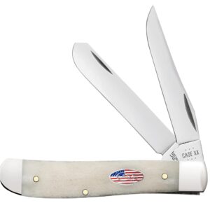 Case xx Knives Mini Trapper Stars and Stripes Natural Bone 14091 Carbon Pocket Knife