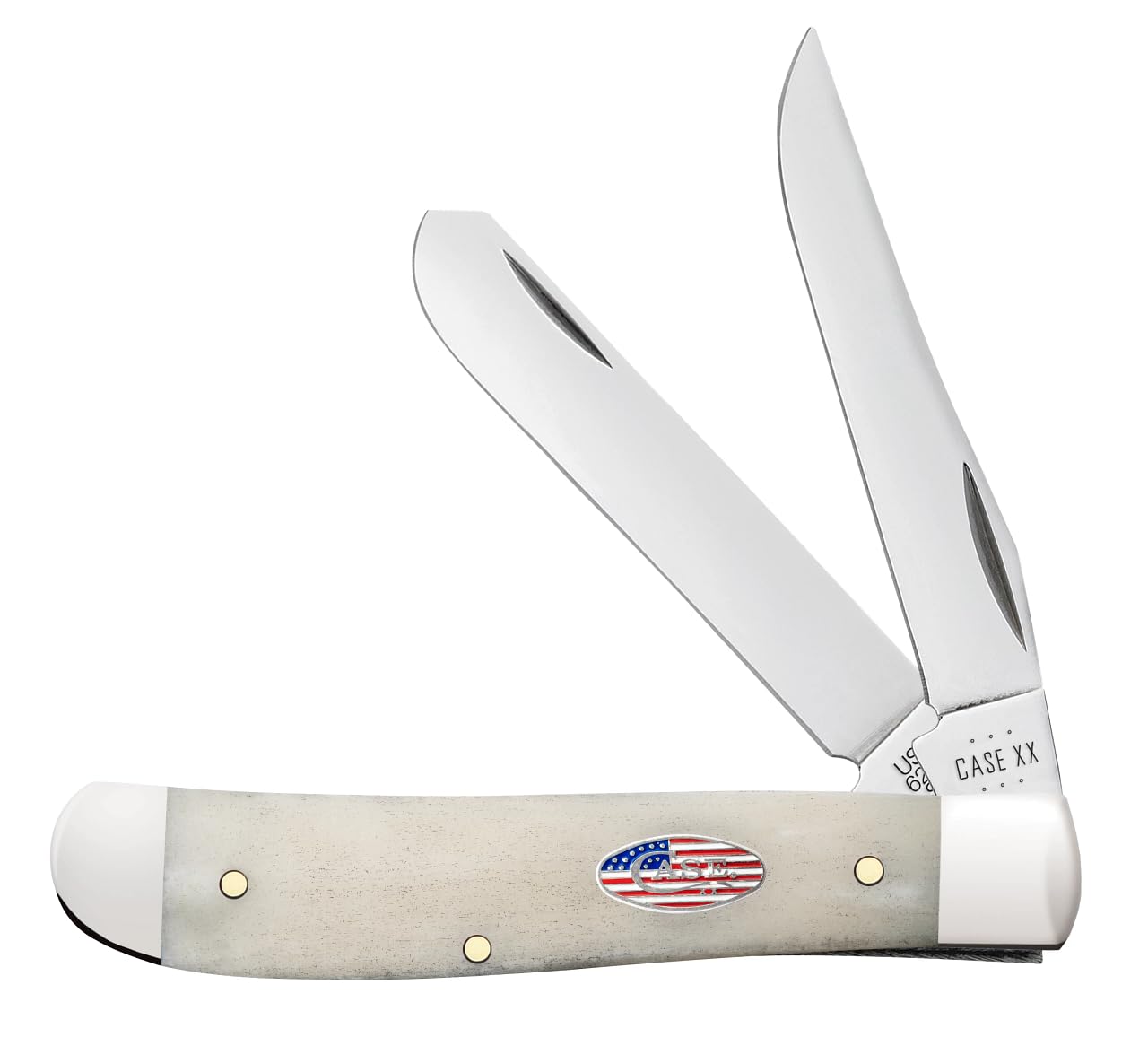 Case xx Knives Mini Trapper Stars and Stripes Natural Bone 14091 Carbon Pocket Knife