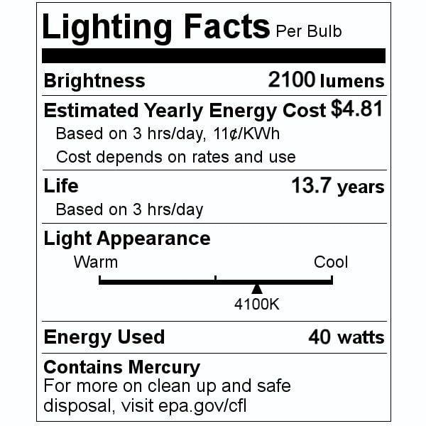 GE Lighting (6 Tubes) GE F40T12 Fluorescent Bulbs, 48 inch Linear Fluorescent T12, 40 watts, 2100 lumens, 4100K Cool White, Great for Utility and WorkSpaces, Refreshing Light