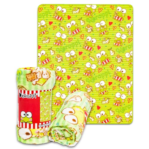 Keroppi Blanket Bundle - Keroppi Throw Blanket for Kids Teens Adults Plus Stickers and More for Girls | Hello Kitty and Friends Keroppi Blanket Size 40"x50"