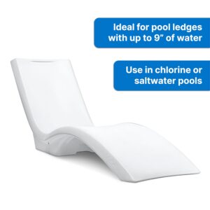 Step2 Vero Pool Lounger, Fade-Resistant, Waterproof Patio Furniture, Pool Lounge Chair for Sun Shelf, Use in Pools with Shelves Up to 9-Inches Deep or Outside Pool Deck, Weighted, White