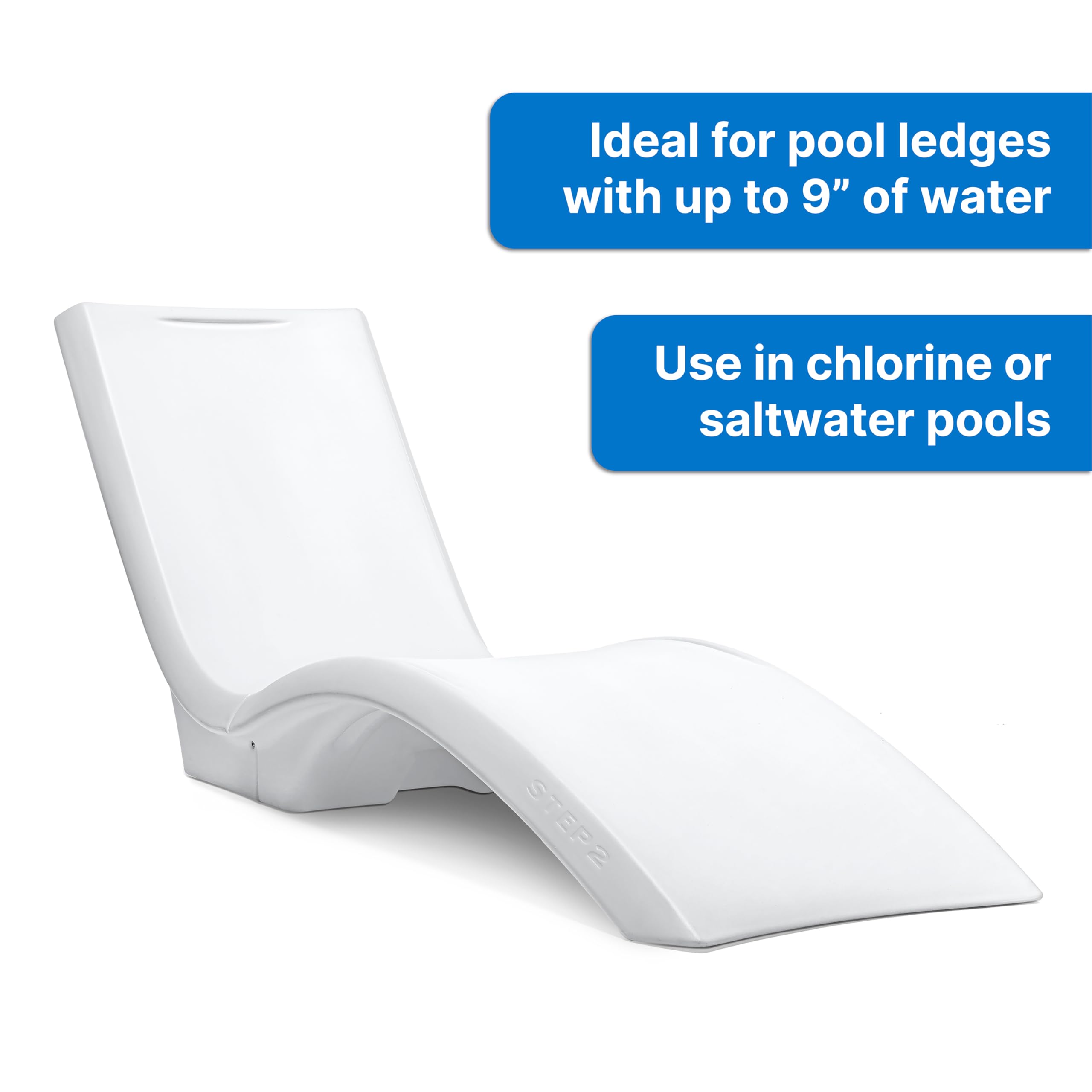 Step2 Vero Pool Lounger, Fade-Resistant, Waterproof Patio Furniture, Pool Lounge Chair for Sun Shelf, Use in Pools with Shelves Up to 9-Inches Deep or Outside Pool Deck, Weighted, White