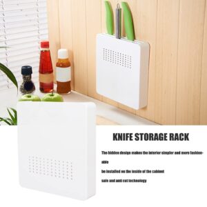 Topyond Knife Block Holder, Kitchen Wall Mounted Knife Storage Rack with 4 Slots, RV Under Cabinet Knife Storage with Screw and Double Sided Tape for Space Saving