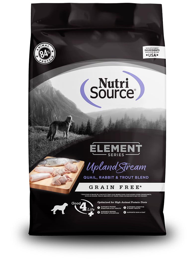 NutriSource Element Series Upland Stream Dry Dog Food, Quail, Rabbit & Trout, 12LB