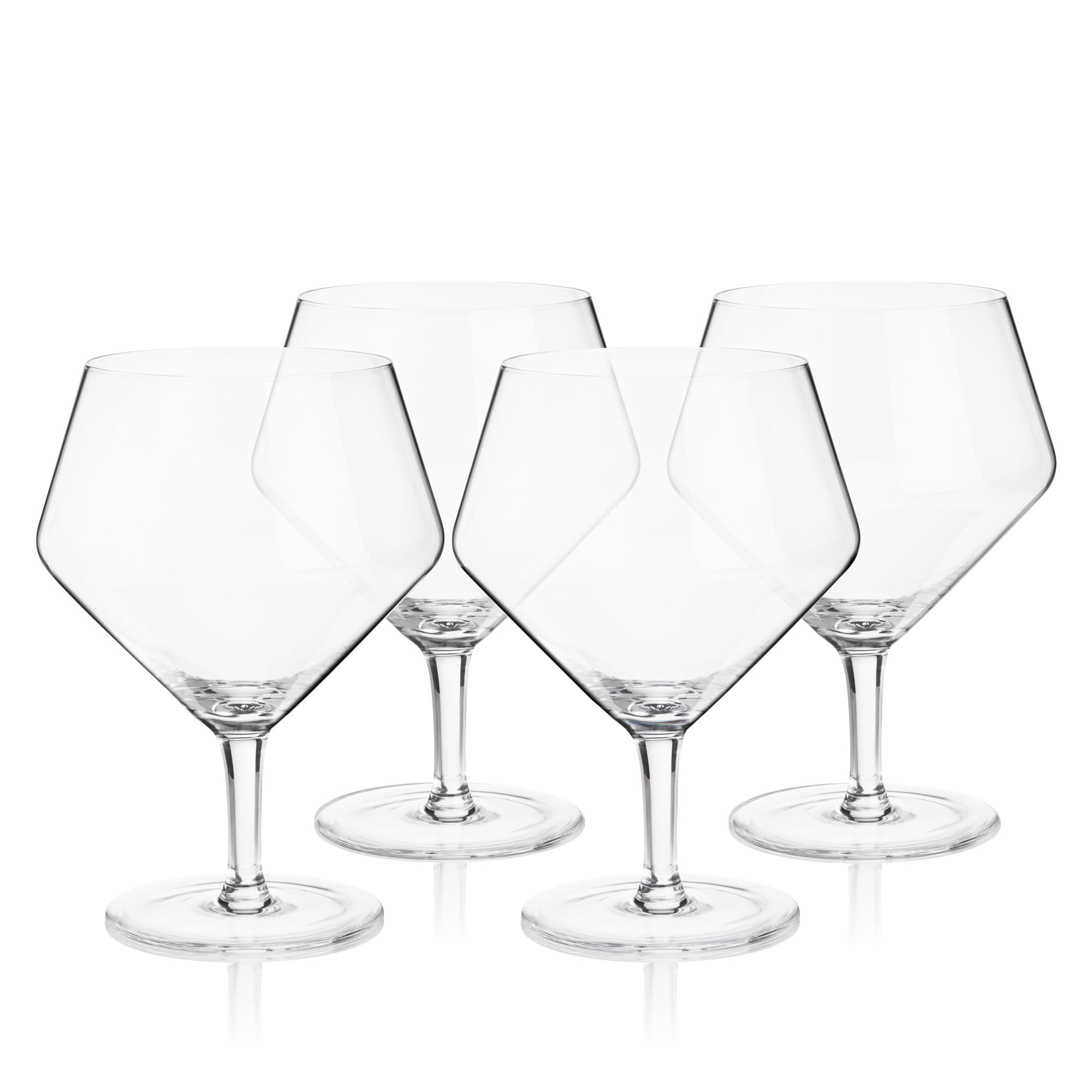 Viski Angled Stemmed, Highball, Cocktail, Vodka Tonic Glasses for Gin Lovers Gift set of 4 14oz, Clear