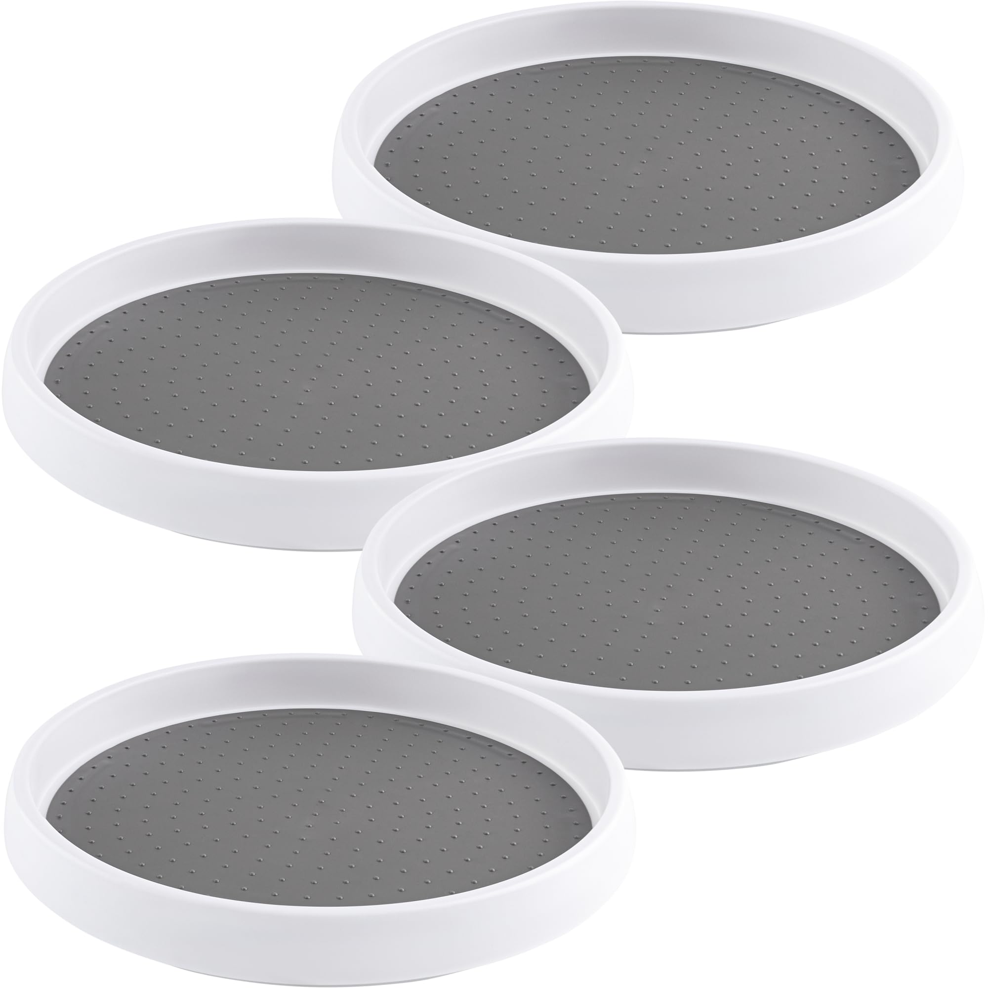 Oizeir 10 Inch Lazy Susan Set of 4 - Non-Skid Turntable for Cabinet to Maximize Storage and Simplify Accessibility in Kitchen, Bathroom, and Pantry Spaces (White)