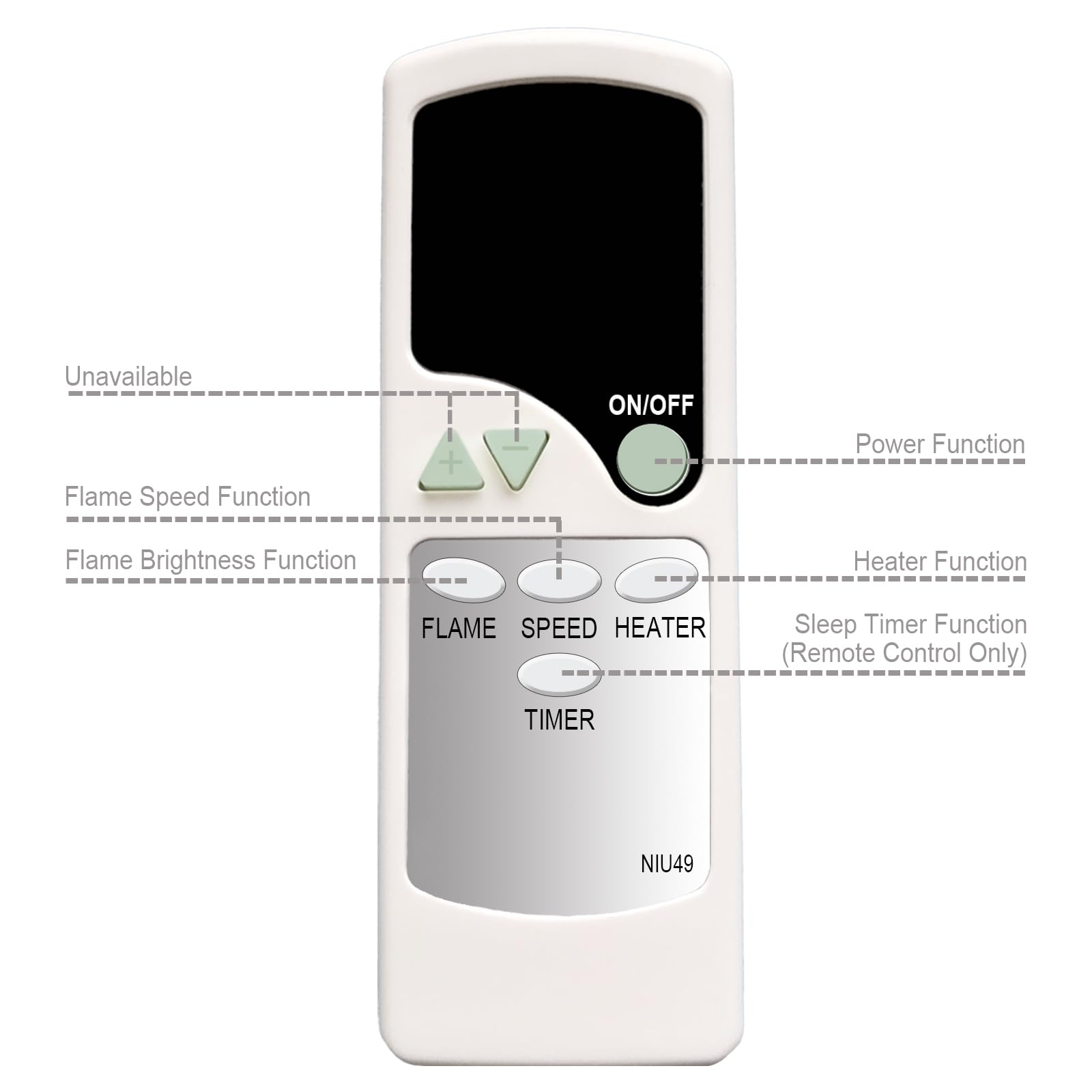 Replacement for Allen+Roth Electric Fireplace Heater Remote Control 1975FM-23-349 3317FM-33-202 1732FM-32-278 1942FM-26-311 RC-HE85EL01 2267FM-28-201 2267FM-28-201 2265FM-36-331 2242FM-26-318