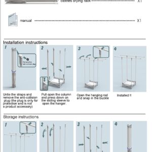 LQDMAER Clothes Drying Rack, Portable Laundry Dryer Rack with Bottom Mesh Pocket, Double Rod Drying Rack Clothing, Portable Collapsible Drying Rack Clothing Indoor Outdoor