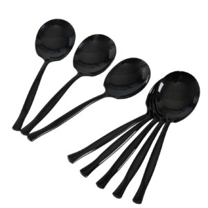 Udotry 8 Pieces Black Buffet Serving Spoons, Large Stainless Steel Serving Spoon