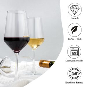 OUWO Wine Glasses Set of 4, 13.5oz Red & White Wine Glasses for Party, Long Stem Wine Glasses, Lead-free, Ideal Wine Accessories Gift (Clear)