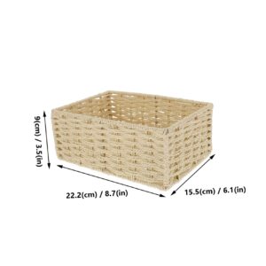 Ciieeo 2pcs Storage Box Toy Storage Basket Square Baskets for Storage Woven Laundry Basket Square Laundry Basket Clothes Bins Storage for Closet Toilet Key Small Basket Wicker Paper Rope