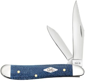 case xx knives peanut blue denim canvas laminate 60514 stainless pocket knife