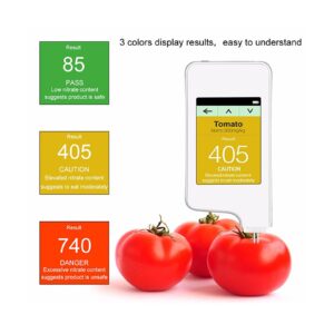 Food Nitrate Tester, Portable Nitrate Meter with LED Display Screen, 0-9999mg/kg Detection Range, 3 Colors Display Results and Easy to Understand, 3 Second Measurement Time, for Fruit, Vegetable