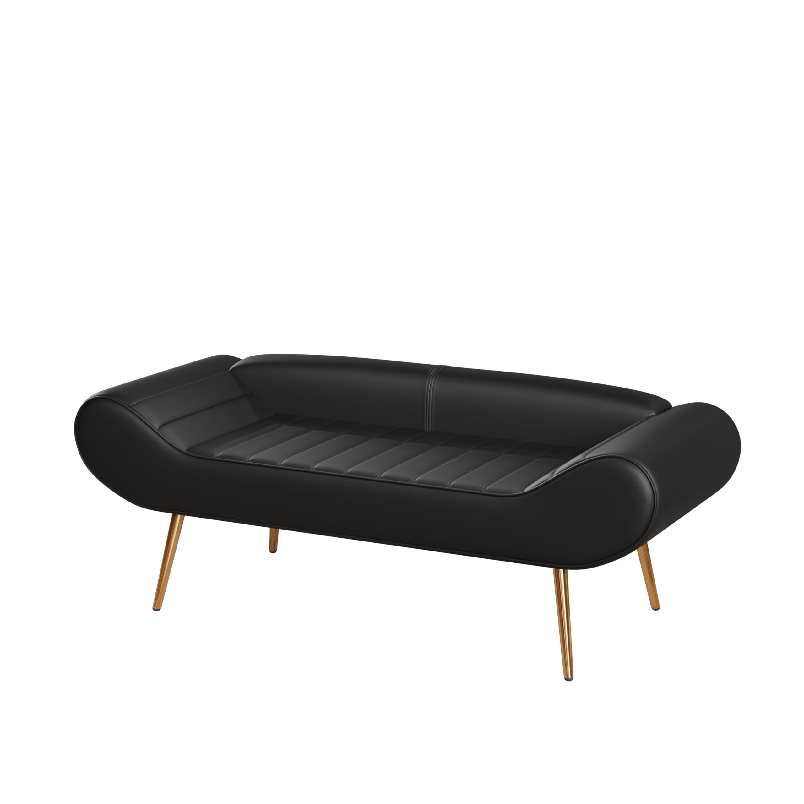 NicBex Futon Couch Bed Upholstered Couches for Living Room 57 Inch Sofa Stool PVC Fabric can be Placed in The Bed Circumference can Also be Placed on The Porch, Black