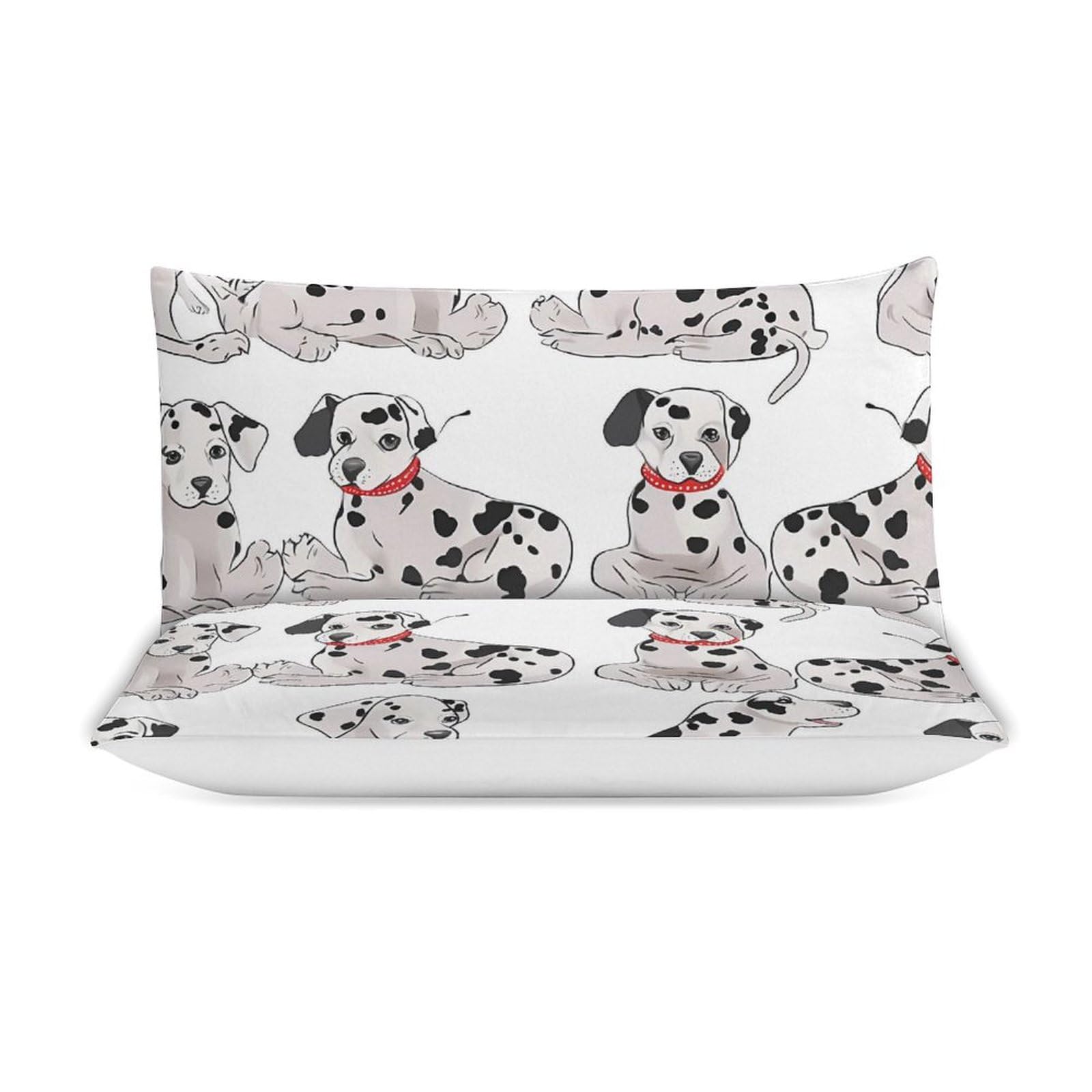 HotcoS Cute Dalmatian Comforter Set Queen 3 Pieces Bedding Set Lightweight Soft Bedding Comforter Sets for All Season with 1 Duvet Cover 90"x90" 2 Pillow Shams 30'' X 20''