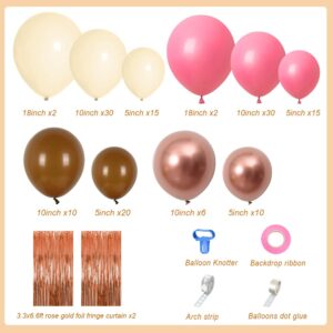 Rose Gold Balloon Arch Kit Dusty Rose Balloon Garland Rose Gold Foil Fringe Curtain Nude Boho Blush Balloon Arch for Girl Women Bridal Baby Shower Wedding Engagement Birthday Party Decoration 146Pcs