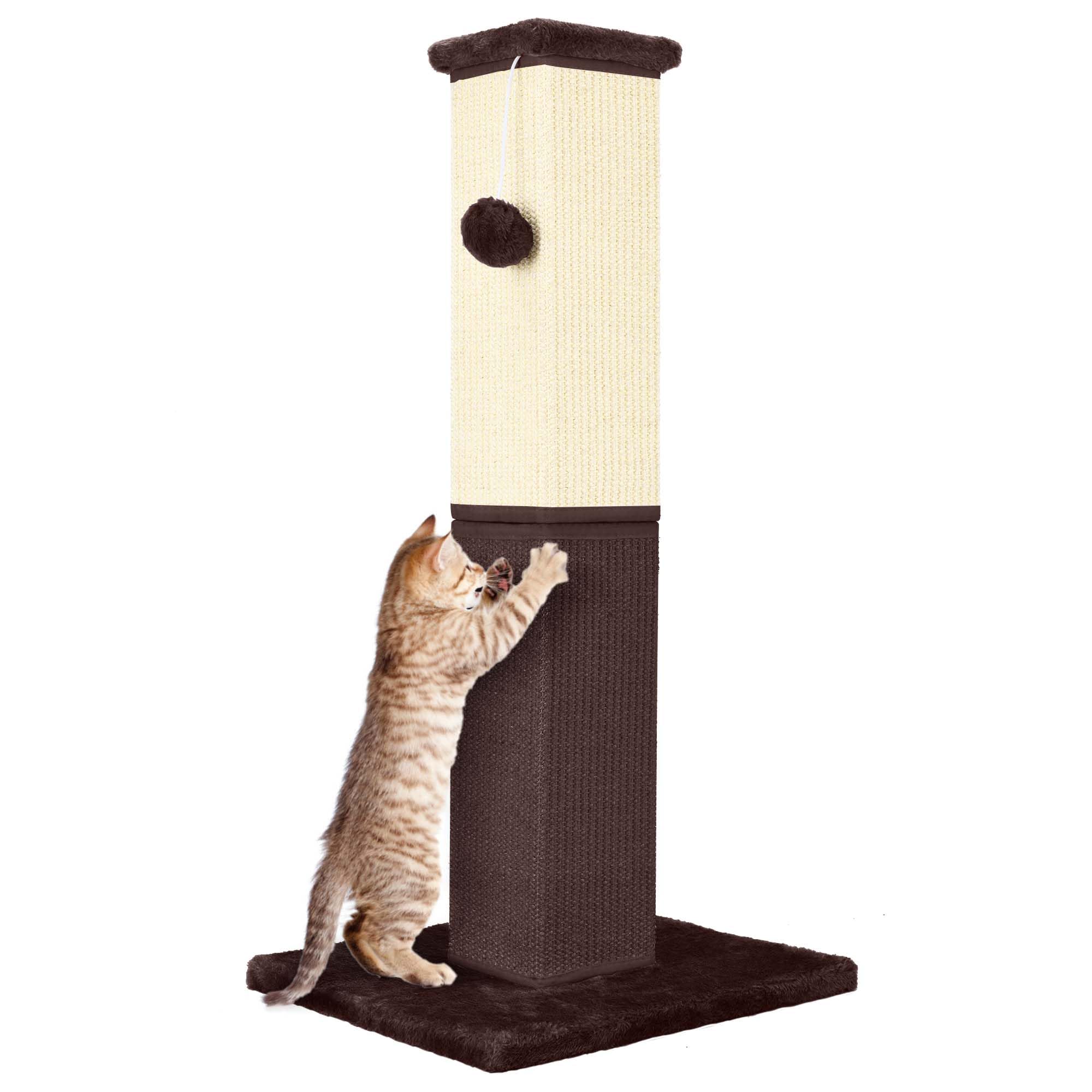 YULOYI Cat Scratching Post, 32 Inch Cat Scratching Post for Large Cats, Cat Scratcher with Nature Sisal, Cat Scratch Post for Indoor Large Cats and Kitten, Brown