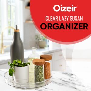 Clear Lazy Susan Organizer - 2PK - 9 Inch - Turntable Organizer - Acrylic Lazy Susan Organizer for Cabinet, Kitchen, Pantry, Fridge & Bathroom - Lazy Susan for Refrigerator - Vanity Countertop