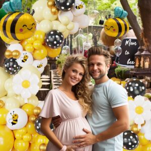 135Pcs Bumble Bee Balloon Garland Kit: Yellow Black and white Bee balloon arch for Sweet Honey Bee Baby Showers, 'What Will It Bee' themed gender Reveals,Sunflower or Sunny Birthday Decors