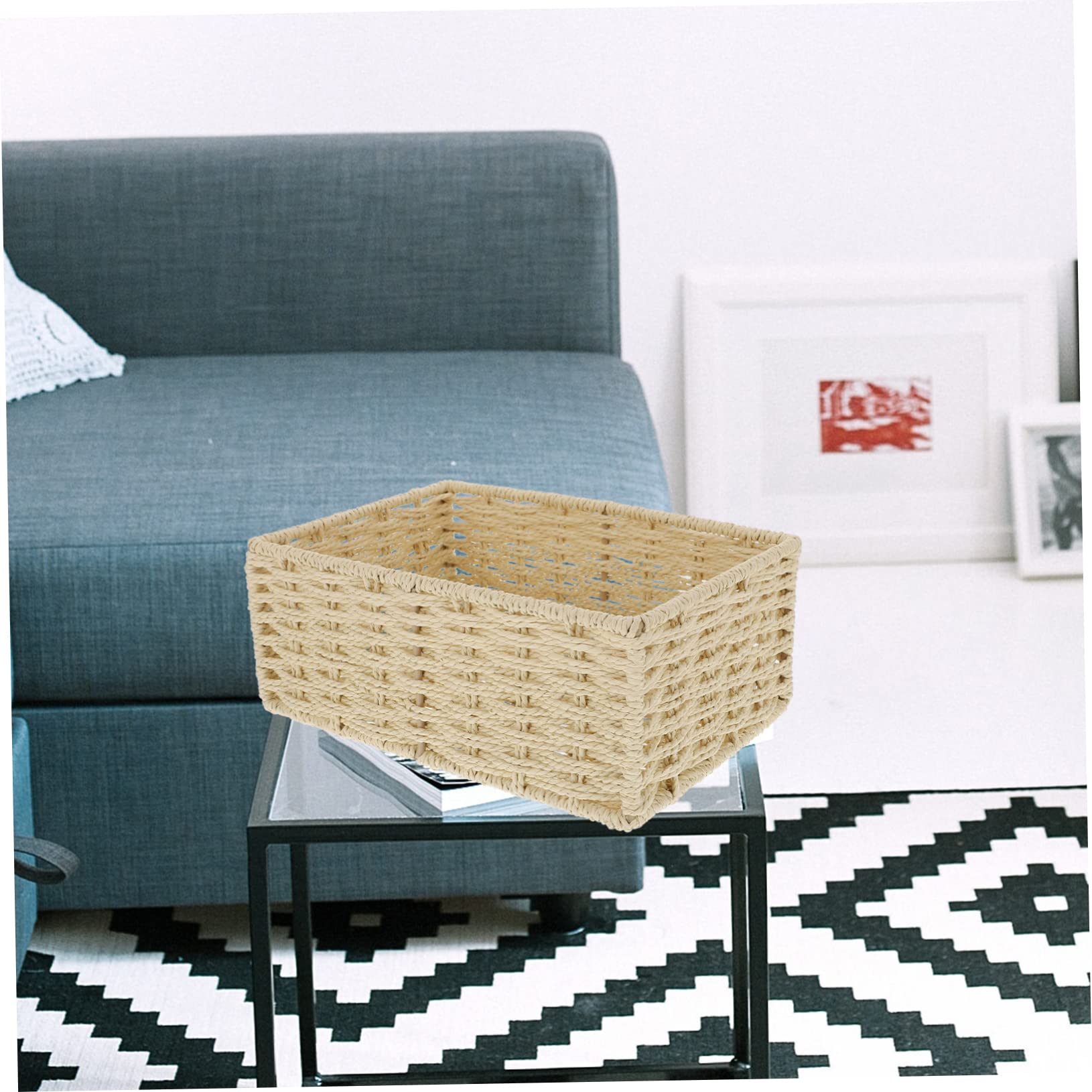 Ciieeo 2pcs Storage Box Toy Storage Basket Square Baskets for Storage Woven Laundry Basket Square Laundry Basket Clothes Bins Storage for Closet Toilet Key Small Basket Wicker Paper Rope