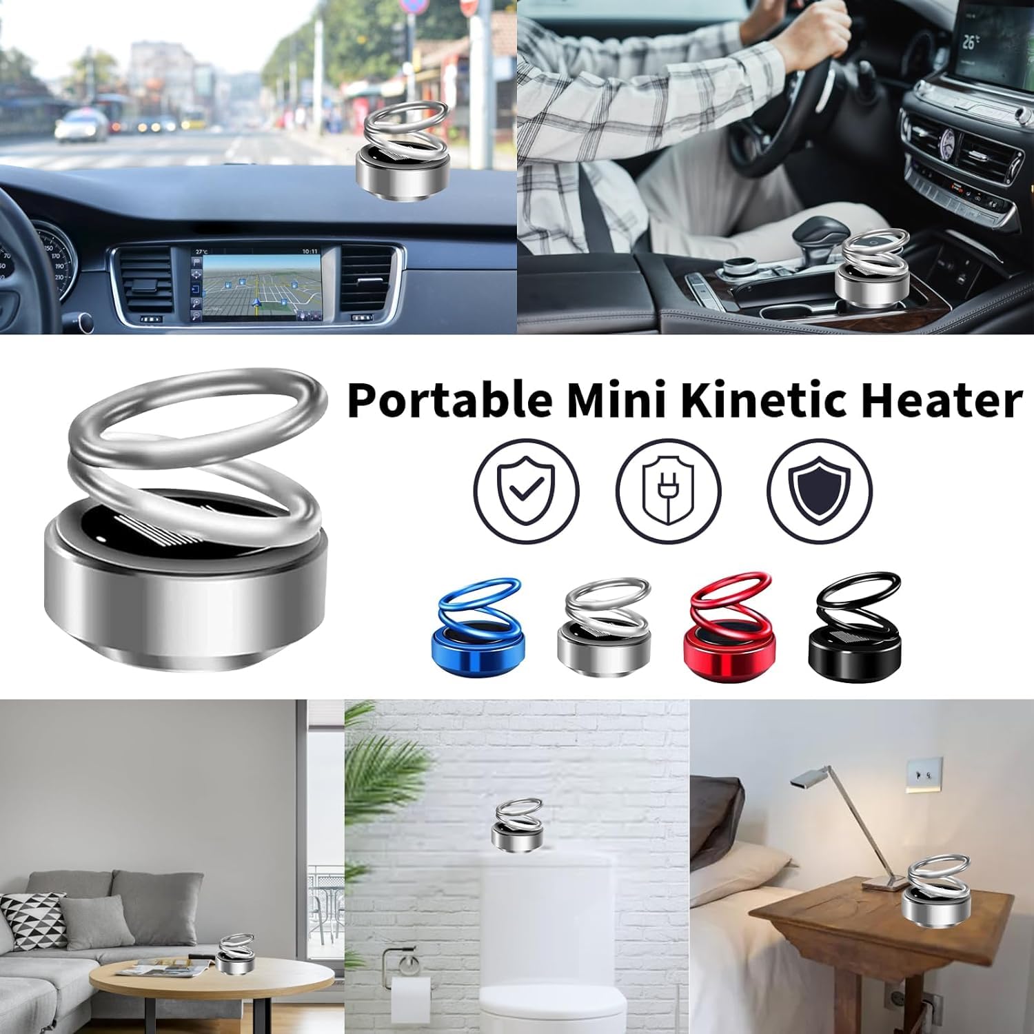 Portable Kinetic Molecular Heater - Mini Portable Kinetic Heater,Kinetic Molecular Heater, Solar Powered Heater, Kinetic Heater For Car (2PCS) (4PCS)