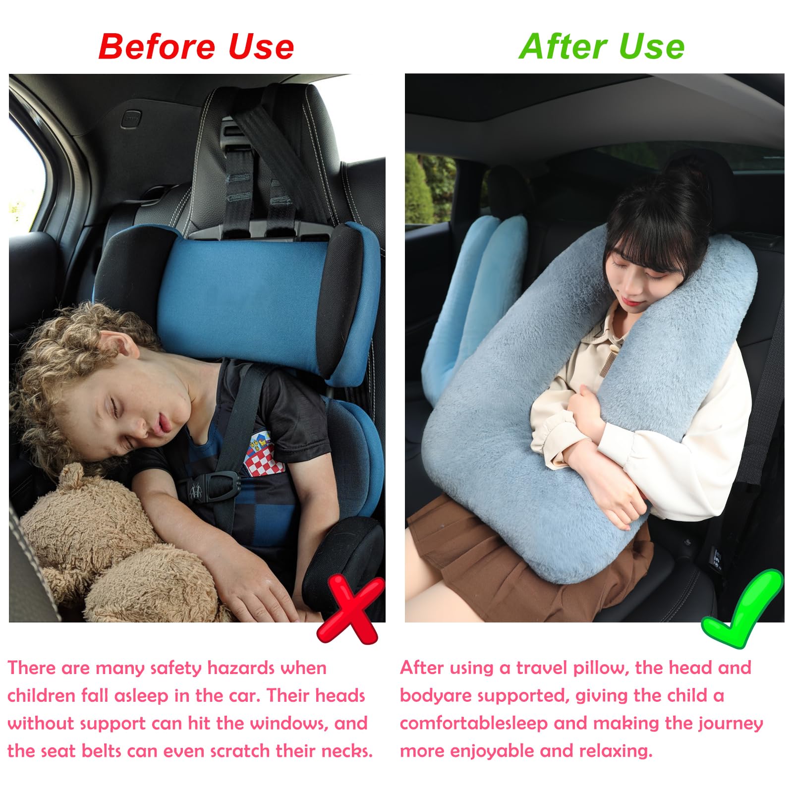 MissSoul Kids Travel Pillow for Car Seat with Hand Muff, Cartoon Neck & Headrest Seat Belt Pillow for Car Road Trips Long-Distance Travel Sleeping Pillow for Adults and Children, Koala